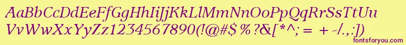 fuente ItcUsherwoodLtMediumItalic – Fuentes Moradas Sobre Fondo Amarillo
