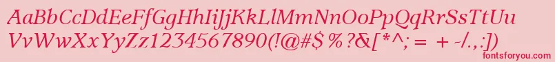 ItcUsherwoodLtMediumItalic Font – Red Fonts on Pink Background