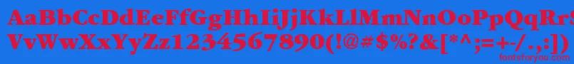 Czcionka Garrymondrian8Ultrash – czerwone czcionki na niebieskim tle