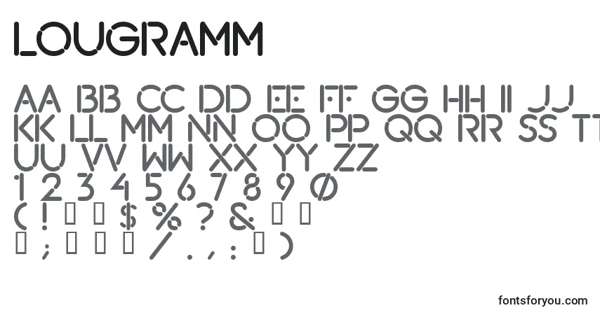 A fonte Lougramm – alfabeto, números, caracteres especiais