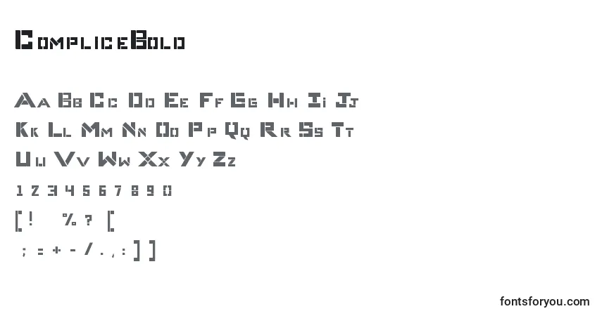 A fonte CompliceBold – alfabeto, números, caracteres especiais