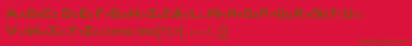 CompliceBold-Schriftart – Braune Schriften auf rotem Hintergrund