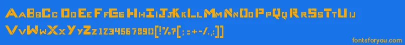 フォントCompliceBold – オレンジ色の文字が青い背景にあります。