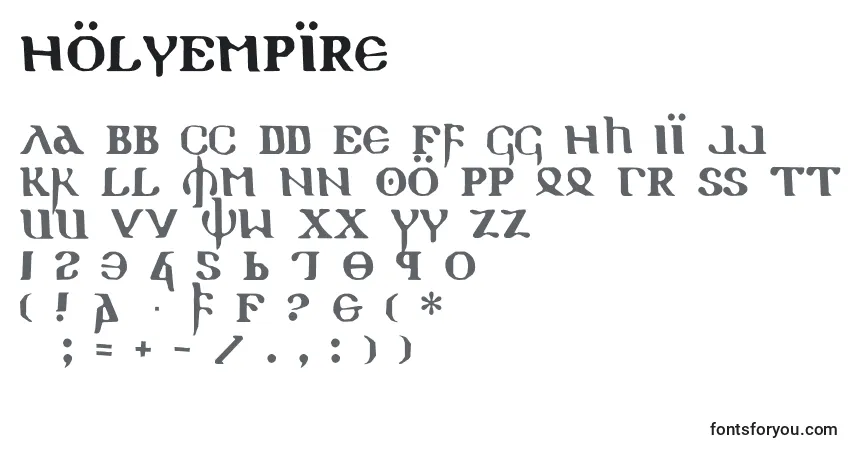Schriftart HolyEmpire – Alphabet, Zahlen, spezielle Symbole
