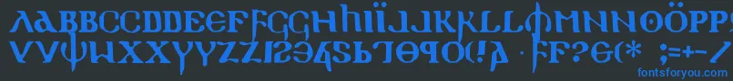 フォントHolyEmpire – 黒い背景に青い文字