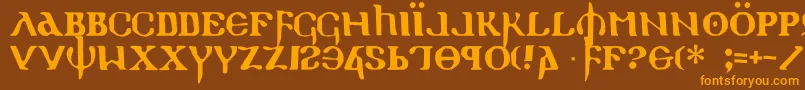 Czcionka HolyEmpire – pomarańczowe czcionki na brązowym tle