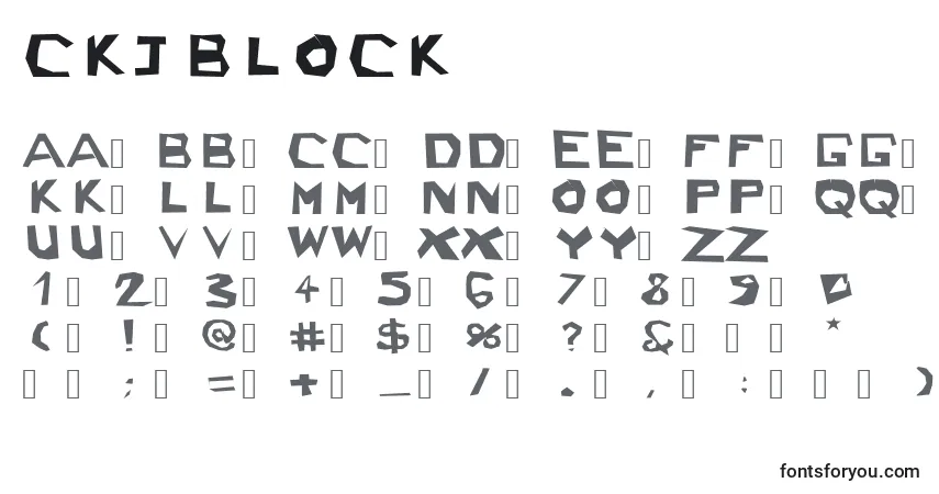 Schriftart Ckjblock – Alphabet, Zahlen, spezielle Symbole