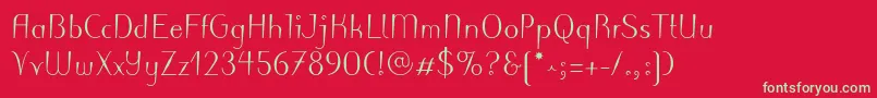 フォントPuritasLtMedium – 赤い背景に緑の文字