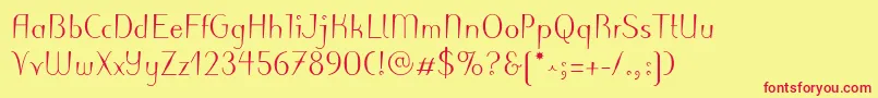 フォントPuritasLtMedium – 赤い文字の黄色い背景