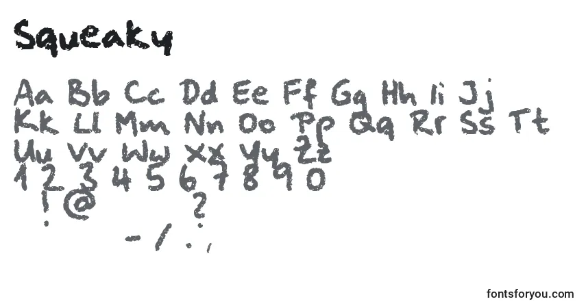Fuente Squeaky - alfabeto, números, caracteres especiales
