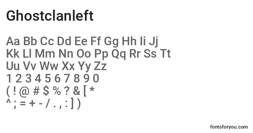 A fonte Ghostclanleft – alfabeto, números, caracteres especiais