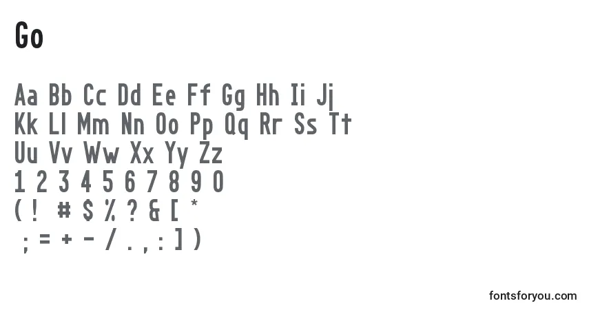 A fonte Go – alfabeto, números, caracteres especiais