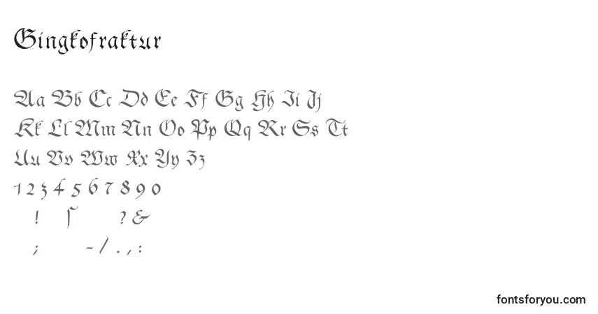 A fonte Gingkofraktur – alfabeto, números, caracteres especiais