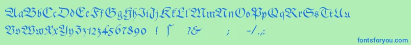 フォントGingkofraktur – 青い文字は緑の背景です。