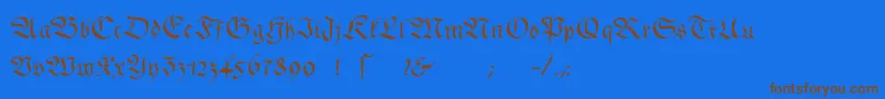 フォントGingkofraktur – 茶色の文字が青い背景にあります。