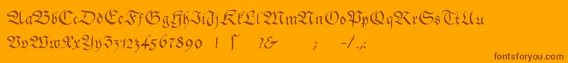 Gingkofraktur-Schriftart – Braune Schriften auf orangefarbenem Hintergrund