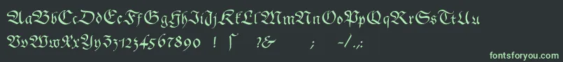 フォントGingkofraktur – 黒い背景に緑の文字