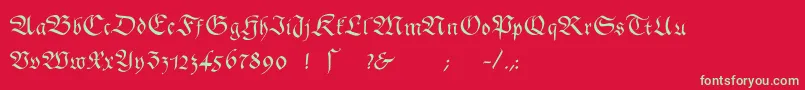 フォントGingkofraktur – 赤い背景に緑の文字