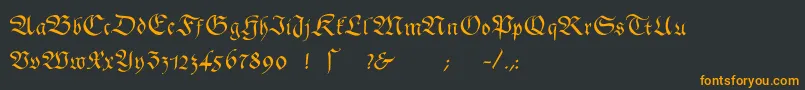 フォントGingkofraktur – 黒い背景にオレンジの文字