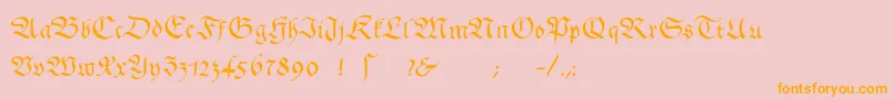 フォントGingkofraktur – オレンジの文字がピンクの背景にあります。