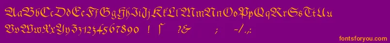 フォントGingkofraktur – 紫色の背景にオレンジのフォント