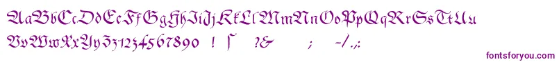 Gingkofraktur-Schriftart – Violette Schriften auf weißem Hintergrund