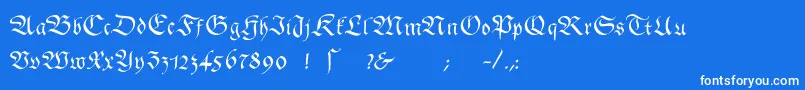 フォントGingkofraktur – 青い背景に白い文字