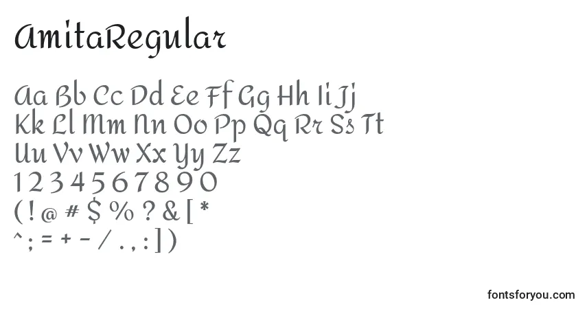 Schriftart AmitaRegular – Alphabet, Zahlen, spezielle Symbole