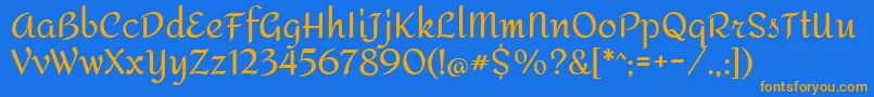 AmitaRegular-Schriftart – Orangefarbene Schriften auf blauem Hintergrund