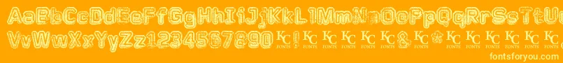 Fonte Fadedmemorydemo – fontes amarelas em um fundo laranja