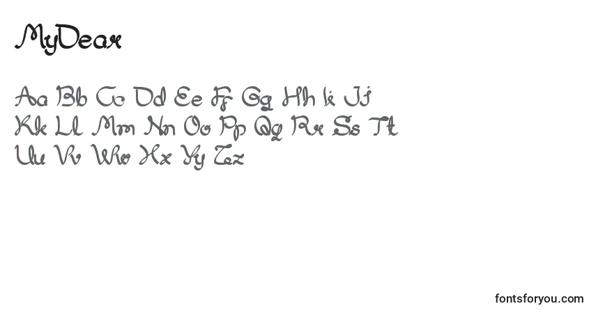 Schriftart MyDear – Alphabet, Zahlen, spezielle Symbole