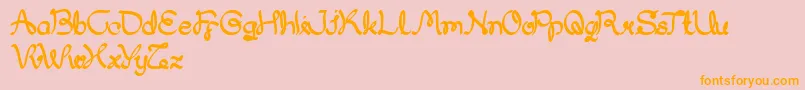 フォントMyDear – オレンジの文字がピンクの背景にあります。