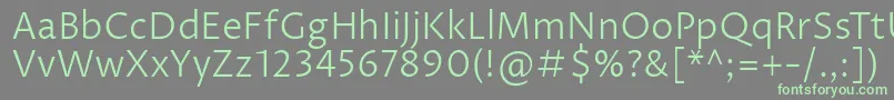 ProzalibreLight-fontti – vihreät fontit harmaalla taustalla