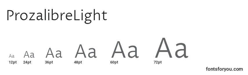 Размеры шрифта ProzalibreLight