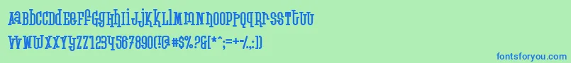 フォントKrupke – 青い文字は緑の背景です。