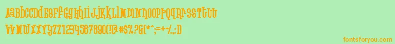Krupkeフォントについての詳細 フォントKrupke – オレンジの文字が緑の背景にあります。