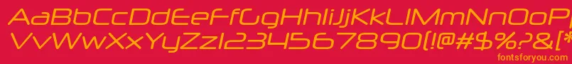 NeuropolxrgItalic-fontti – oranssit fontit punaisella taustalla