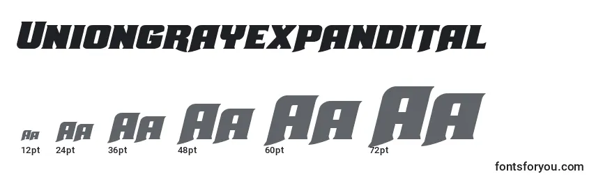 Размеры шрифта Uniongrayexpandital