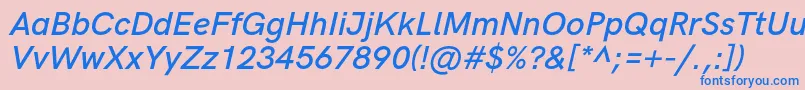 HkgroteskSemiboldlegacyitalic Font – Blue Fonts on Pink Background