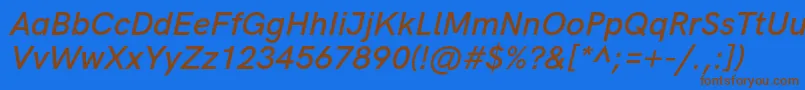 HkgroteskSemiboldlegacyitalic Font – Brown Fonts on Blue Background