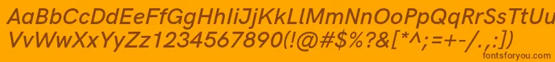 HkgroteskSemiboldlegacyitalic Font – Brown Fonts on Orange Background