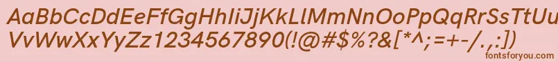 HkgroteskSemiboldlegacyitalic Font – Brown Fonts on Pink Background