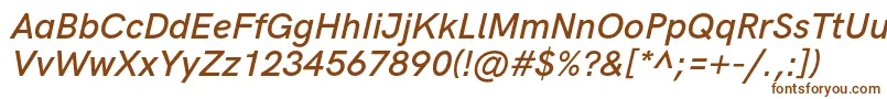 HkgroteskSemiboldlegacyitalic Font – Brown Fonts on White Background