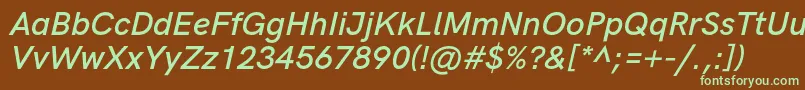 HkgroteskSemiboldlegacyitalic Font – Green Fonts on Brown Background