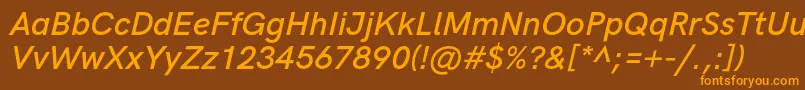 HkgroteskSemiboldlegacyitalic Font – Orange Fonts on Brown Background