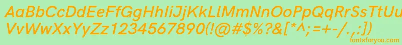 HkgroteskSemiboldlegacyitalic Font – Orange Fonts on Green Background