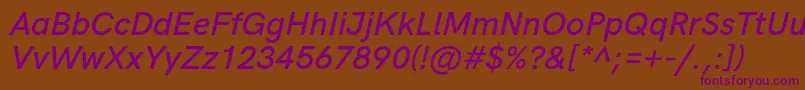 HkgroteskSemiboldlegacyitalic Font – Purple Fonts on Brown Background