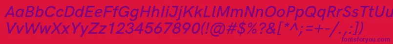 HkgroteskSemiboldlegacyitalic Font – Purple Fonts on Red Background
