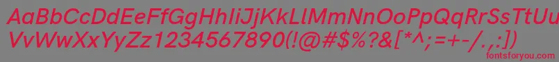 HkgroteskSemiboldlegacyitalic Font – Red Fonts on Gray Background