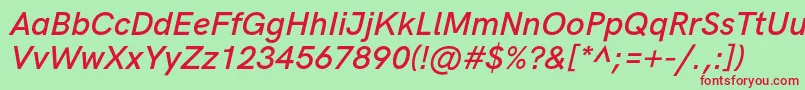HkgroteskSemiboldlegacyitalic Font – Red Fonts on Green Background